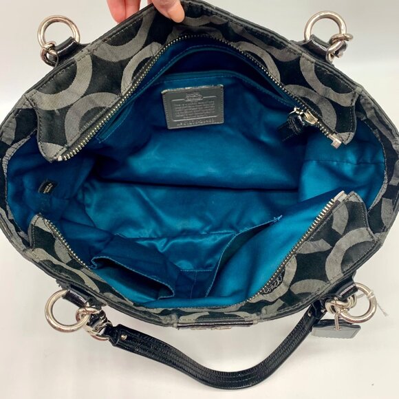 Coach Black & Gray Signature Sateen Madison Tote & Matching Wallet 20483 - Picture 10 of 13